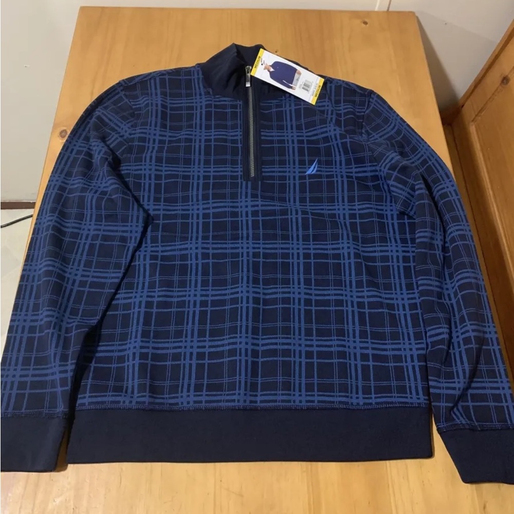 Mens Size Medium Navy Color Nautica Brand Half Zip Jacket NWT Retail $79.50